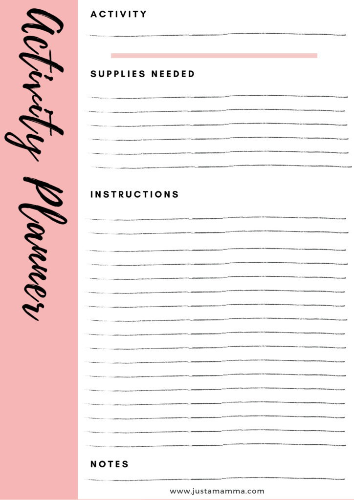 FREE Weekly activity planner for kids page3